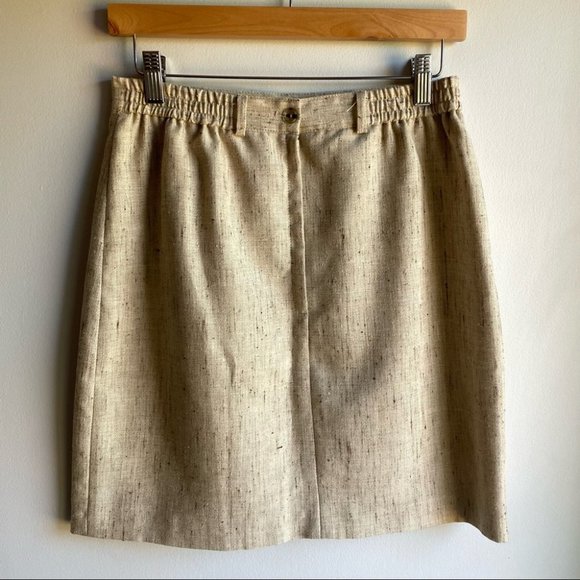 Vintage 3-piece Skirt Suit Set Jacket Vest Linen Silk Blend Medium Work Mini EUC - Picture 14 of 14